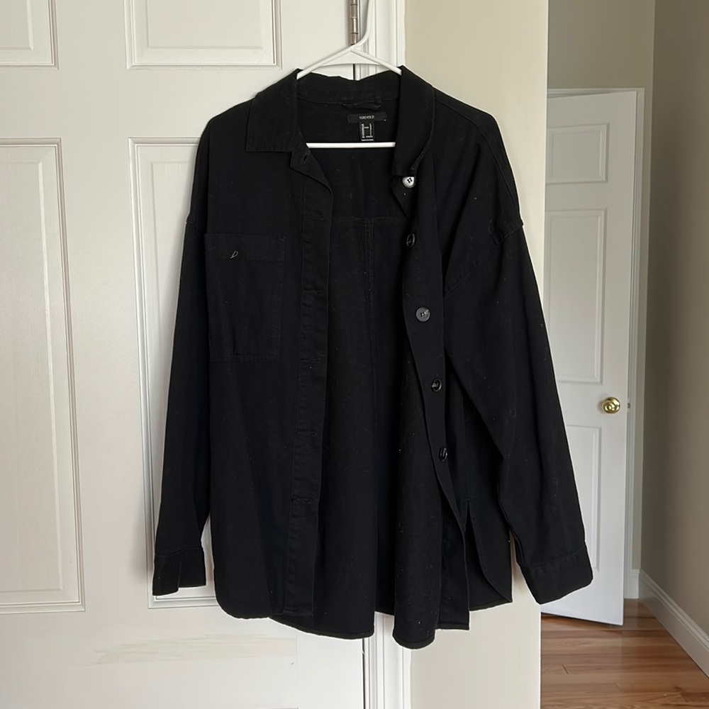 Black oversized button up jacket